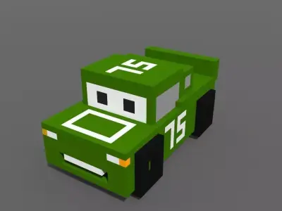 Voxel Green Car Low-poly 3D model