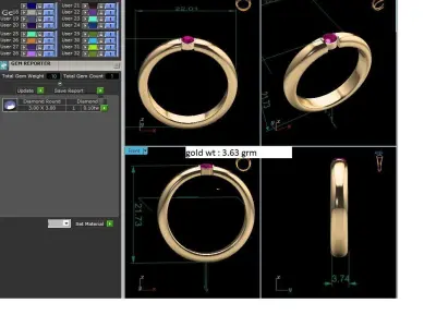 Band 3dm Render Details gold ring with ruby stone 3D print model