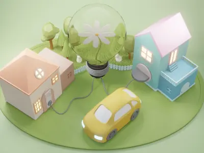 Green eco village concept 3D model