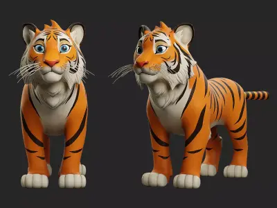 Stylized Tiger Low-poly 3D model