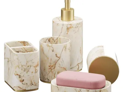 5 Piece Bathroom Counter Top Accessory Set 3D model