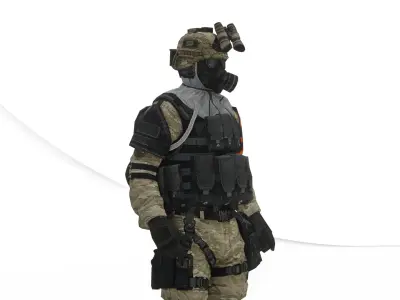 Tactical Operator High Quality Rigged Military 3D Character Low-poly 3D model