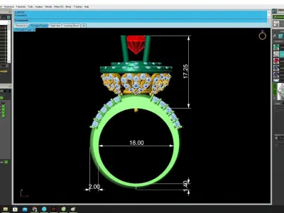 Luxury Multi Layer Halo Ruby Ring with Pave Shank 3430 3D print model