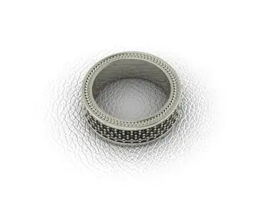 Ring with 3 rows of stone 3D print model