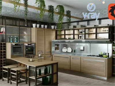 Green Kitchen 3D model