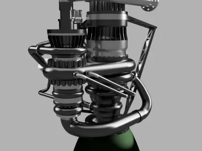 Space-X Raptor engine simplified 3D print model