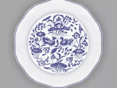 Chinese Classic Porcelain with PBR material - Plate 1 3D model