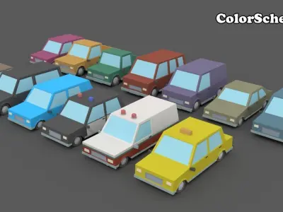 LowPoly Vehicles Pack Low-poly 3D model
