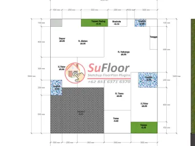 House 14x15m code 481- Sketchup 3D model 3D model 3D model