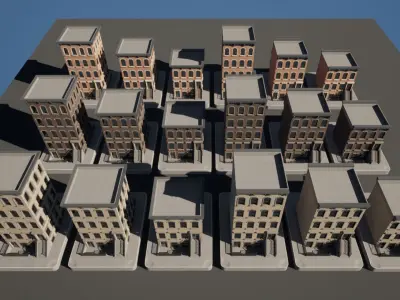 UE4 - City Apartment Building Pack Low-poly 3D model