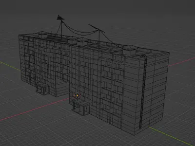 Soviet Panel Building Low-poly 3D model