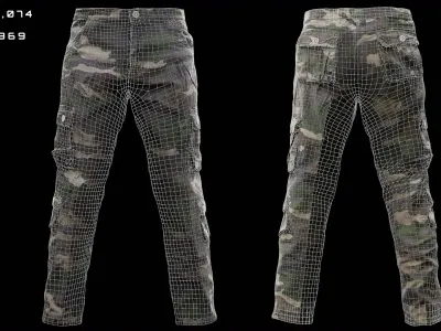 Cargo Pants 002 Low-poly 3D model