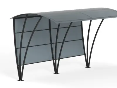 Canopy bus shelter with roof 3D model