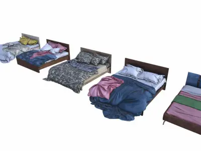 PBR Beds - 5 Pieces 3D model