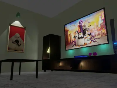 Simple TV Room  Free 3D model