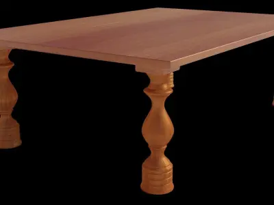 Wood table 3D model 2 lods complete textures and materials Low-poly 3D model