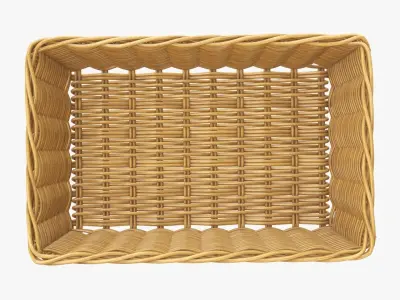 Wicker basket rectangular 01 medium brown 3D model