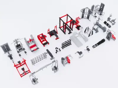 Gym Equipment Mega Collection - 28 Models Low-poly 3D model