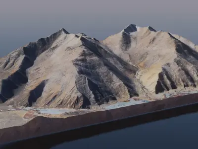 Desert Terrain Model- Endless Adventures mountain in middle o... Free low-poly 3D model