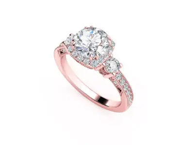 ZRP017 person engagement ring in rose gold 3D print model