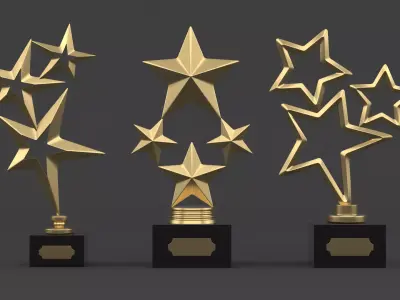 Gold Trophy Cups 3D model buy