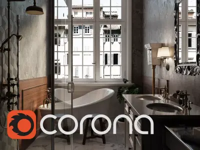 Charming French Country Bathroom Design - Corona Render  3D model