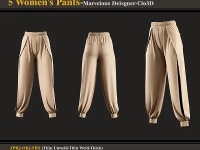 5 Women Pants-MD-Clo3D - FBX - OBJ 3D model