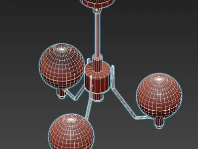 tummm three - light chandelier in brass with glass globes 3D model