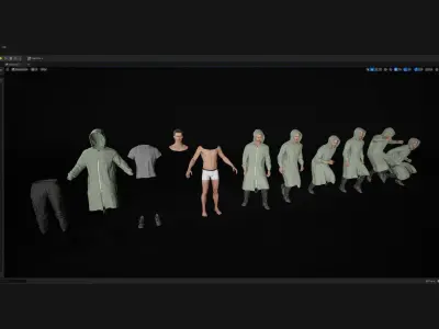 Man - Autumn Outfit 3 - Modular - Rigged Low-poly 3D model