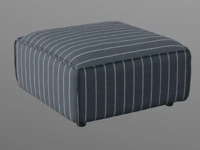 Tyson Modular Ottoman blue upholstery Low-poly 3D model