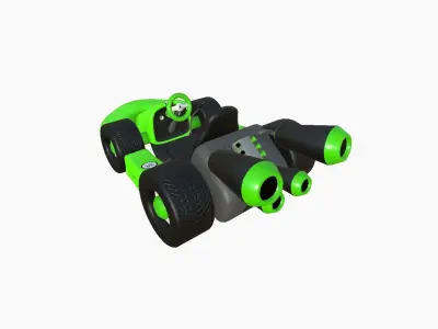 Cartoon Kart C04 Green - Vehicle Racing Design Low-poly 3D model
