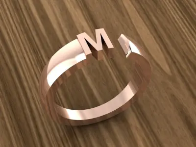 Alphabet Ring M 3D print model
