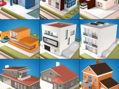 Low Poly Buildings Pack Low-poly 3D model