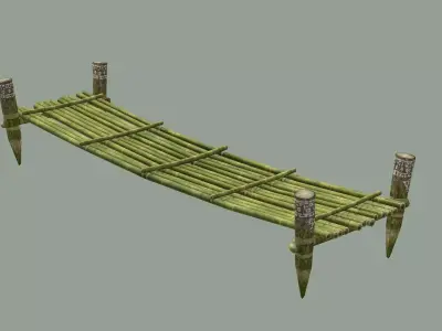Wooden Medieval Bamboo Bridge 01 Low Poly 3D Model Low-poly 3D model