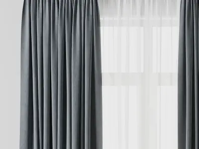 curtain with rod 02 Low-poly 3D model