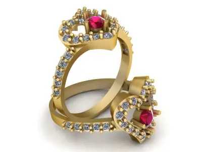 Proposal Heart Diamond Ring 3d Printable Model 3D print model