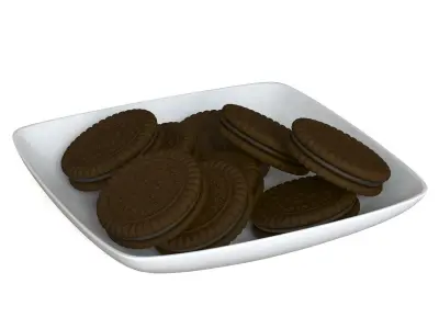 Cookies oreo in bowl 3D model