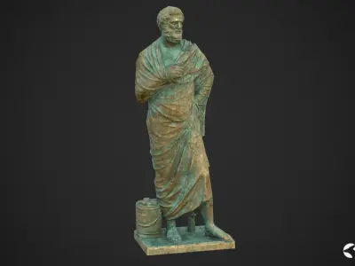 Sophocles Antique Statue - Oxidized Bronze Low-poly 3D model