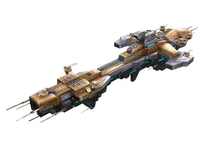 Extra large fortress type - big spaceship 02 3D model