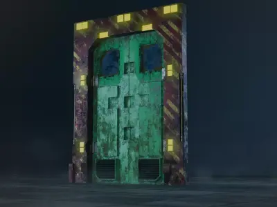 SciFi Industrial Door Game Ready PBR Asset Low-poly 3D model