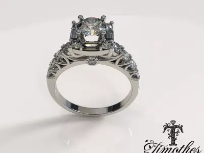 Timothes Diamond Ring 3D JewelryModel Printable 3D FR6 3D print model