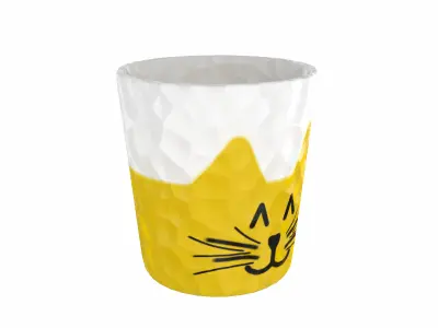  Plant Pot decorated with a Cat face 3D model