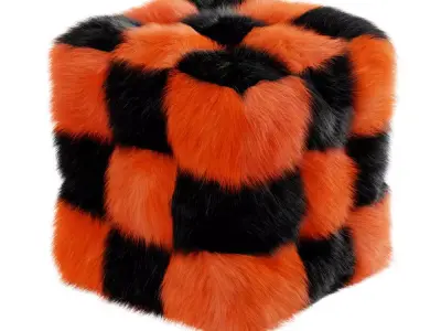 Pouf Cube colored fur 3D model