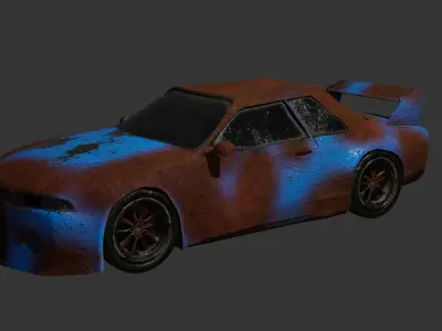 Car wrecked Low-poly 3D model