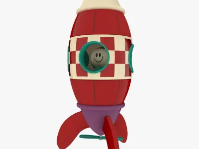 Toy Rocket Low-poly 3D model