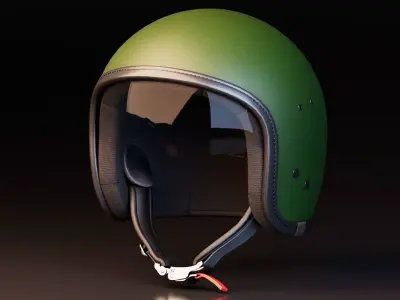 Vintage Open Face Motorcycle Helmet 3D model