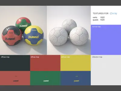 Handballs pummel soccer balls 3D model