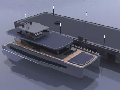 Luxury Solar Catamaran 3D model