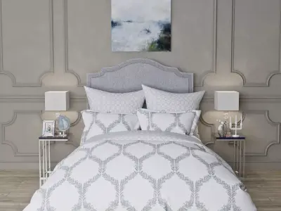 Decorative set with bed linen 3D model