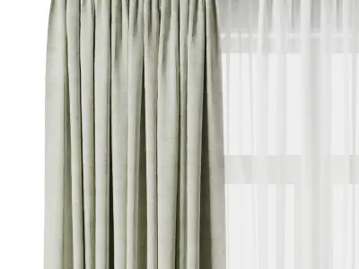 Rod Curtain - Green Curtain 33 HBH Low-poly 3D model